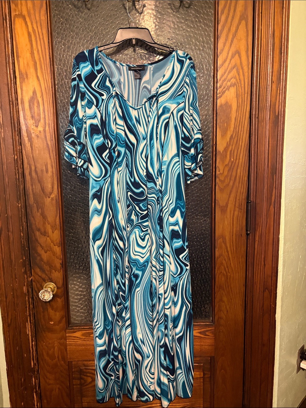 Ashley Stewart Blue Marble Maxi Dress